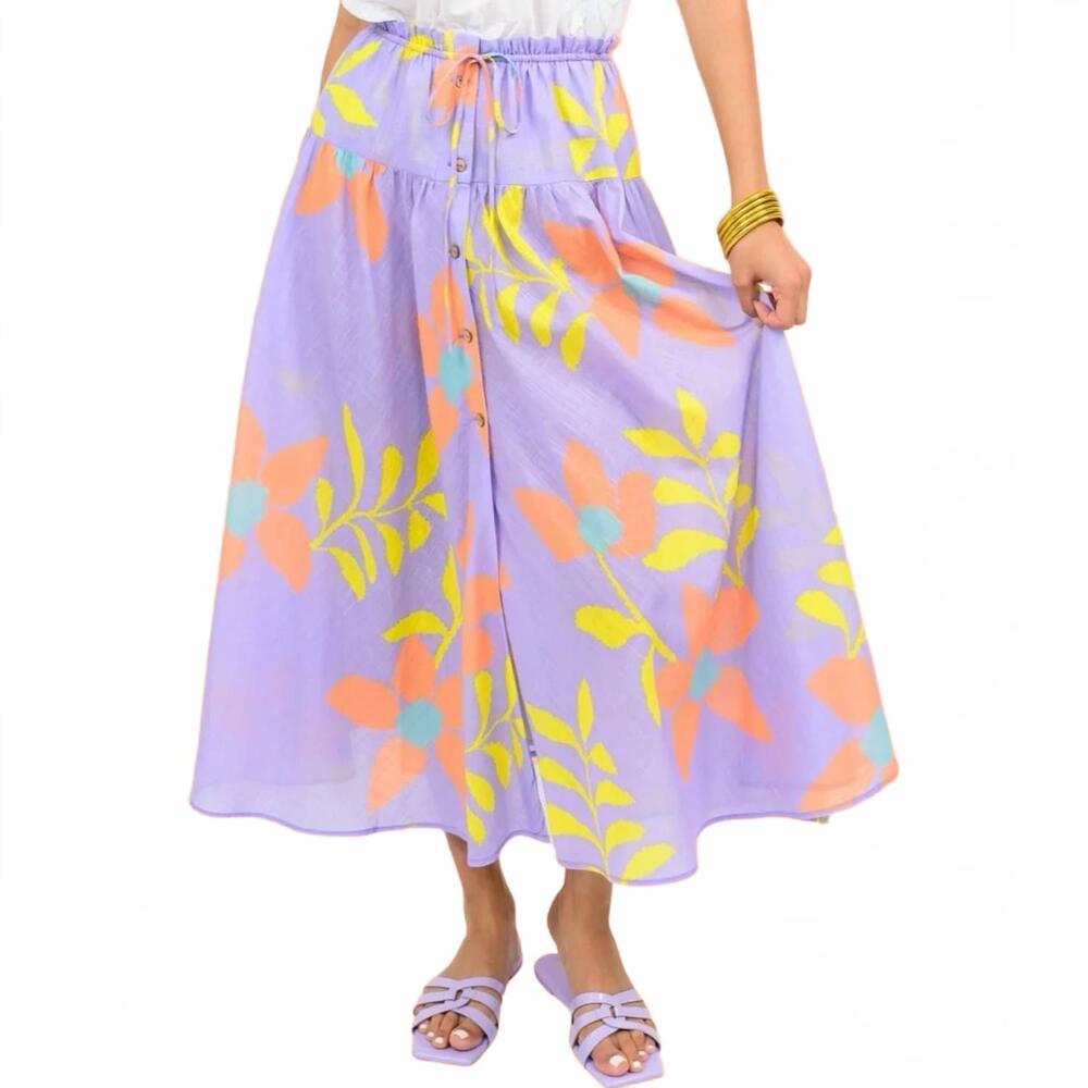 NEW IVY JANE floral swing skirt in purple